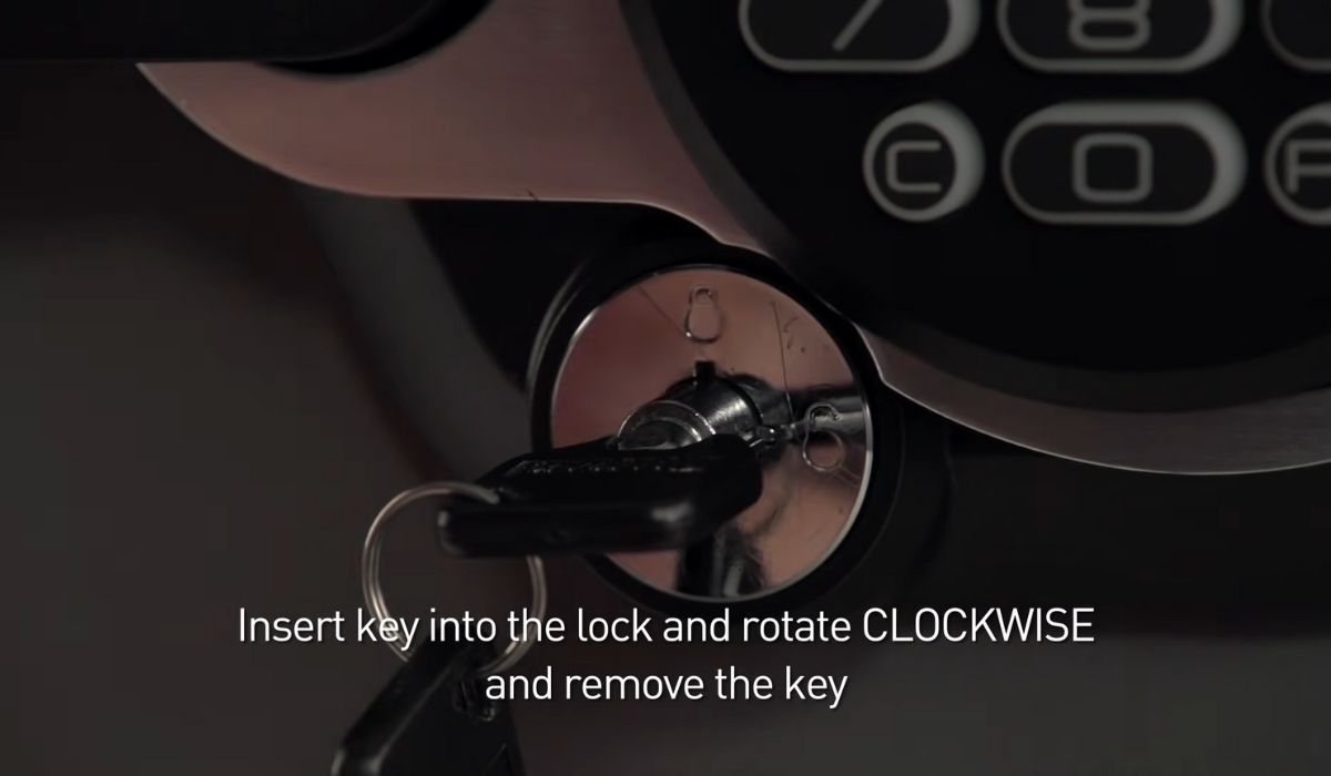 Inserted a key into the lock and rotating clockwise - How To Open The Electric Lock Safe With A Key?